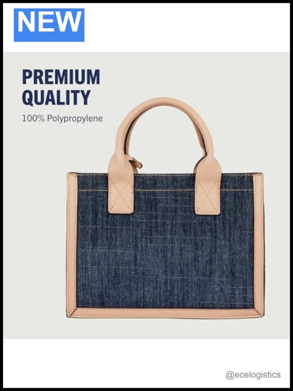 Structured Denim Tote Bag with Detachable Shoulder Strap